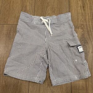 Janie and Jack seersucker Striped swim trunks, kids size 6
